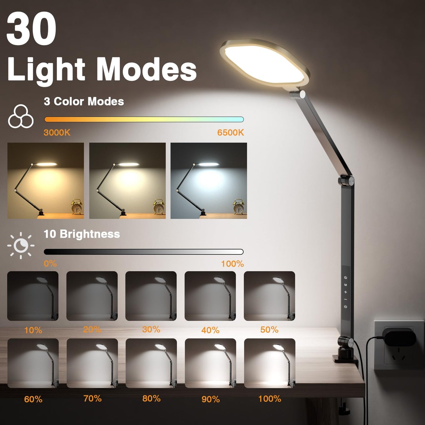 Edge-Lit Home Office Lighting with Clamp ComforGlow F618