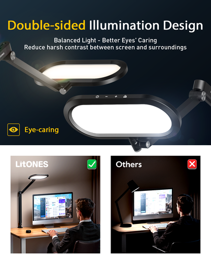 Double-Sided Home Office Lighting with Clamp - EaseGlow H01