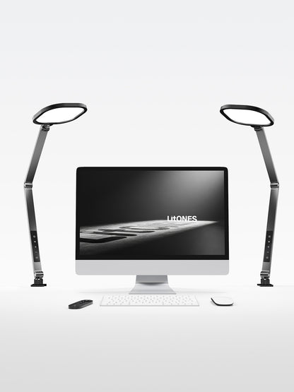 Edge-Lit Home Office Lighting with Clamp - ComforGlow F618 2-Pack Dual-Lamp Bundle