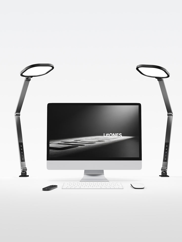 Edge-Lit Home Office Lighting with Clamp/ComforGlow F618 2-Pack Dual-Lamp Bundle