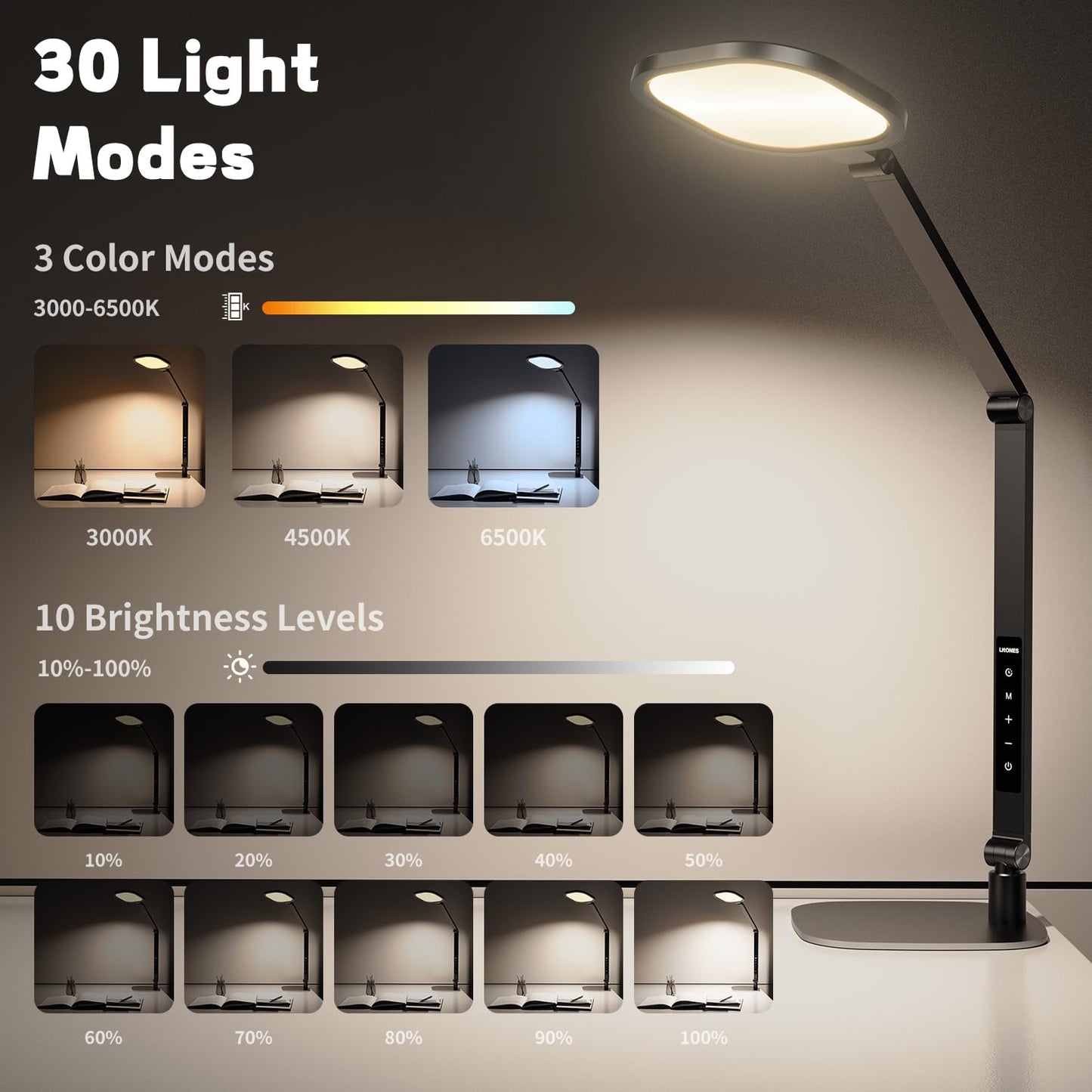 Edge-Lit Home Office Lighting with Stand - ComforGlow F630