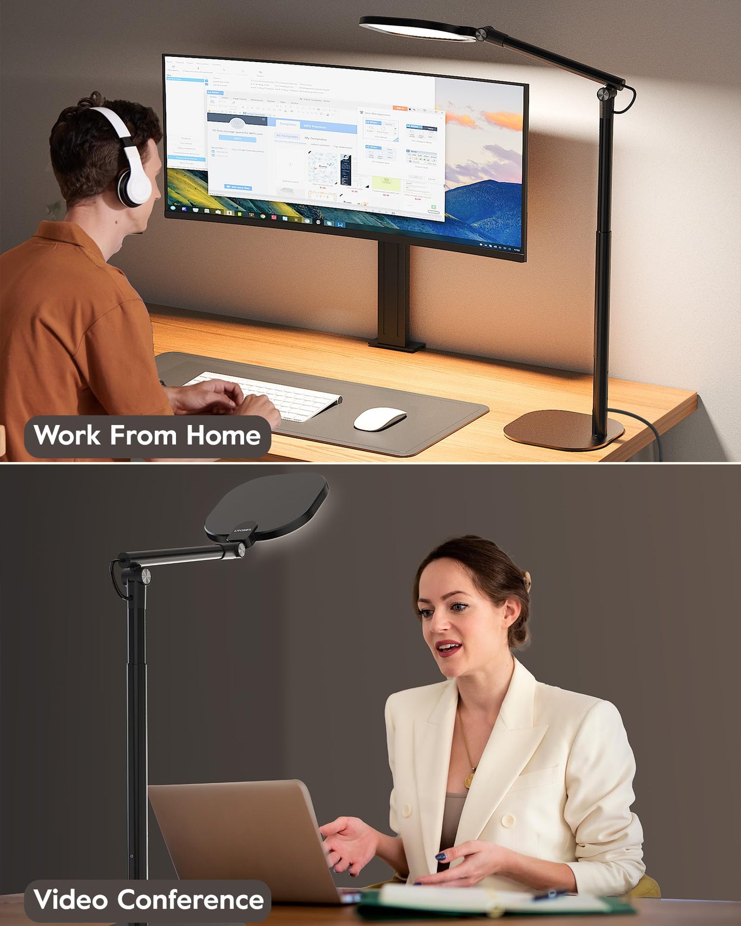 Extended Height Home Office Lighting with Stand - ComforGlow F650