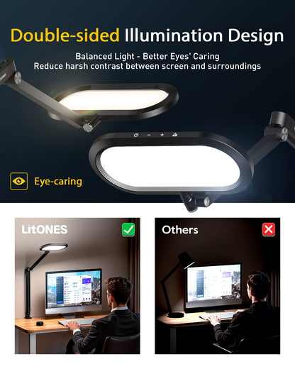 Double-Sided Home Office Lighting with Clamp - EaseGlow H01