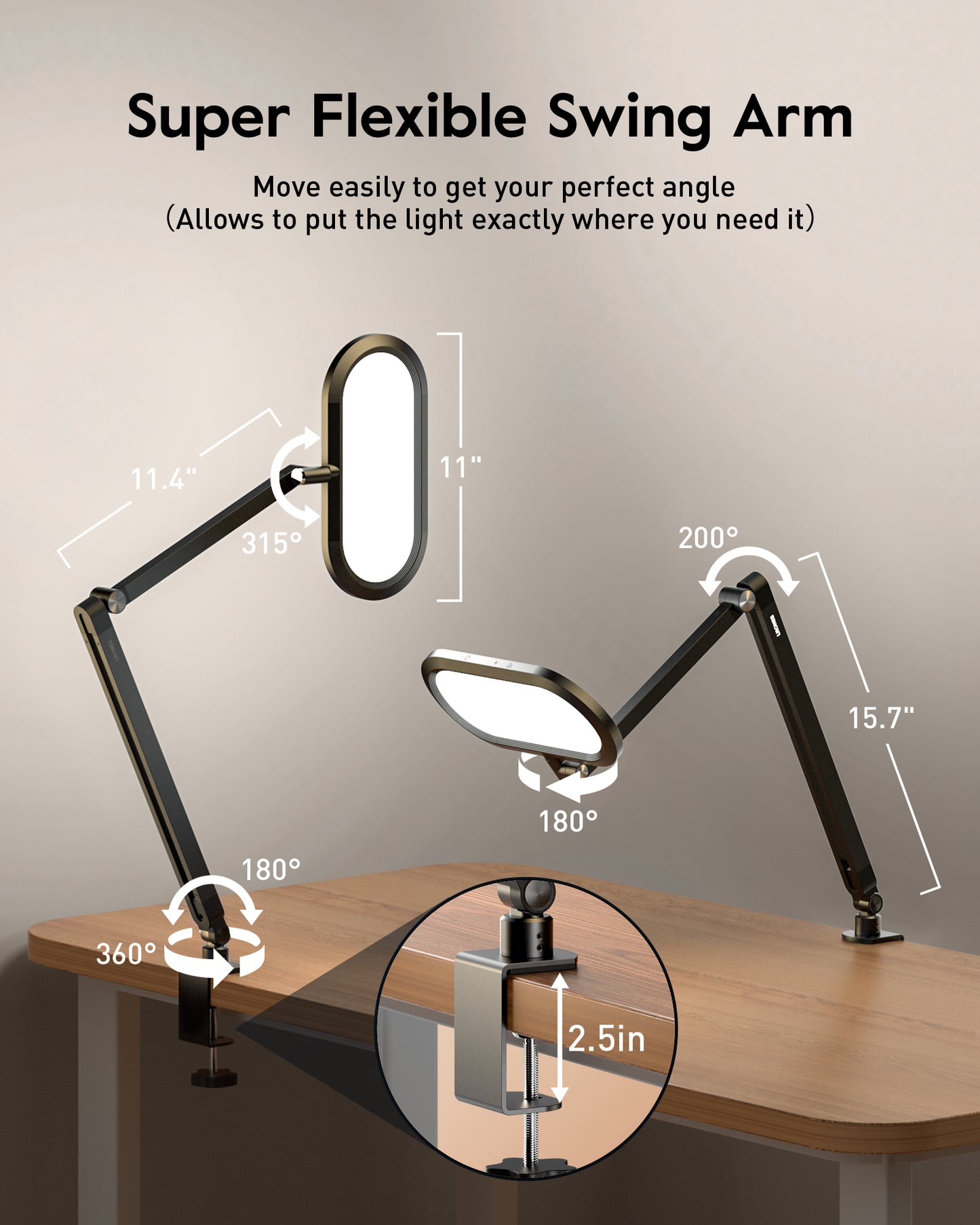 Double-Sided Home Office Lighting with Clamp - EaseGlow H01