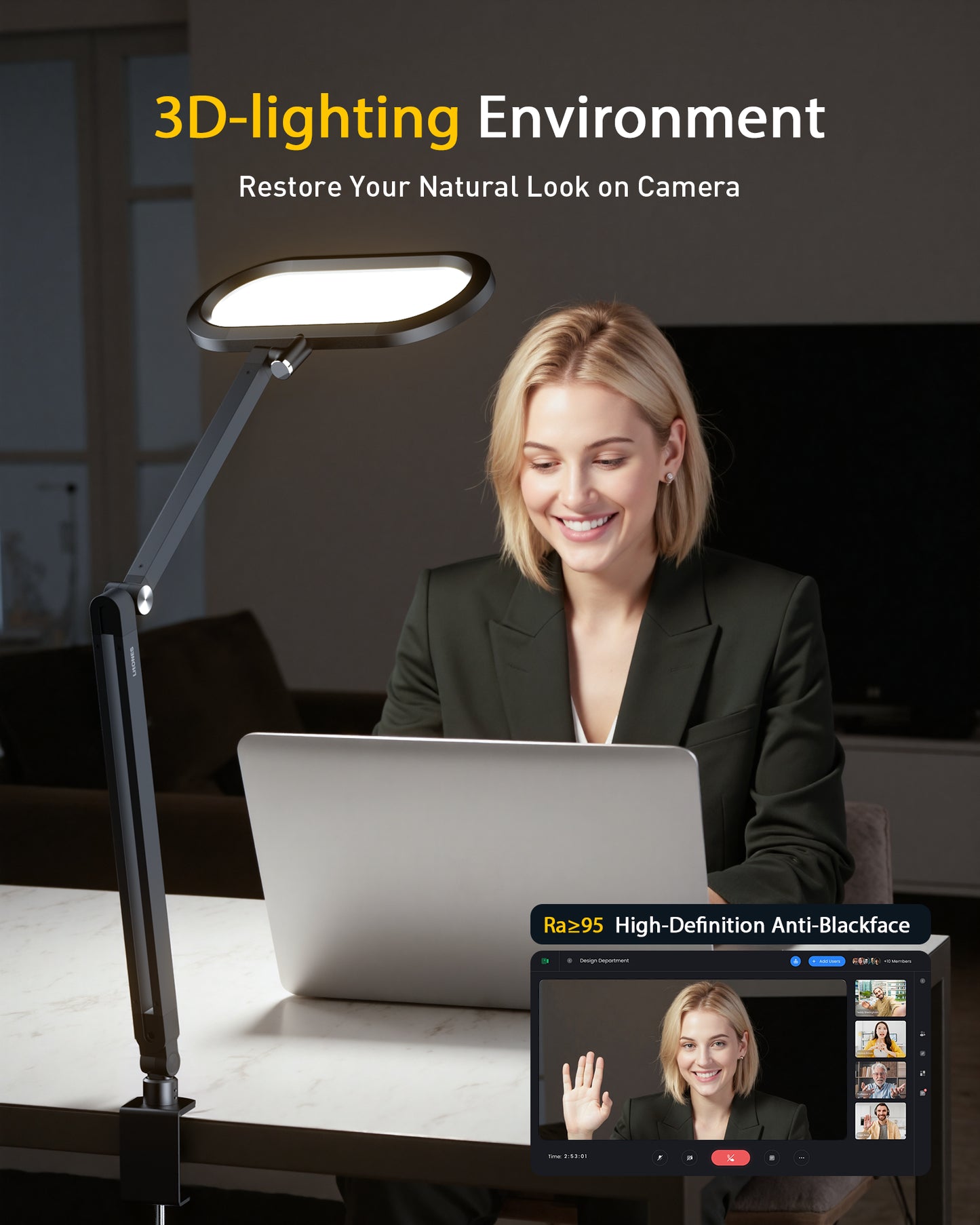 Double-Sided Home Office Lighting with Clamp - EaseGlow H01