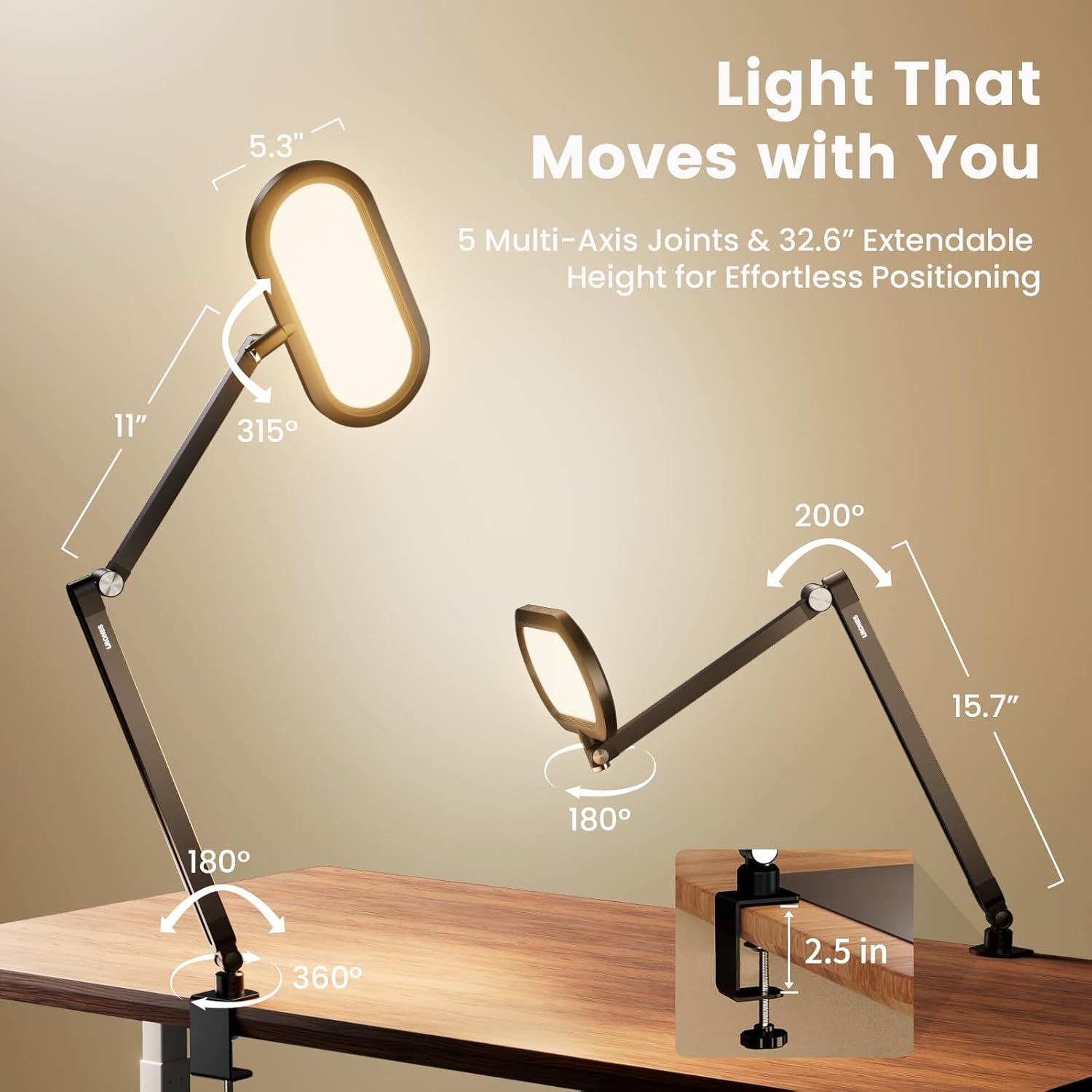 LitONES Home Office Light with Clamp